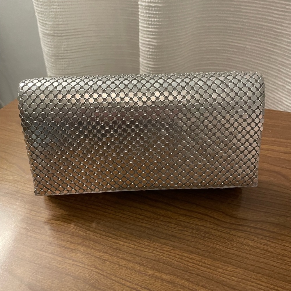 Silver Clutch with Shoulder Strap